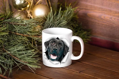 Miniatura 5 de Bonita taza de café negra con diseño de labrador para perro, divertida taza de café de cerámica, regalo perfecto para amantes de los perros, bonita