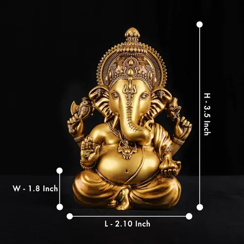 Miniatura 3 de Estatua decorativa de Lord Ganesha, ídolo de Dios hindú con acabado dorado, ídolo para habitación Pooja, estatua para decoración del hogar