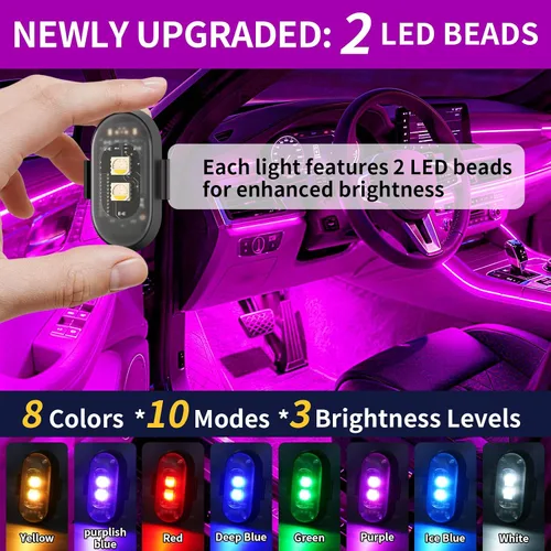 Miniatura 2 de 6 luces estroboscópicas LED inalámbricas con control remoto, 8 colores recargables, luces LED anticolisión, luces de advertencia de emergencia