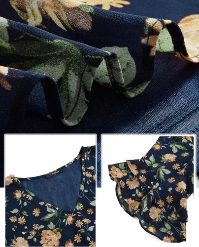 Miniatura 3 de VALOLIA Blusas de manga 34 para mujer, blusas elegantes y casuales de negocios de doble capa