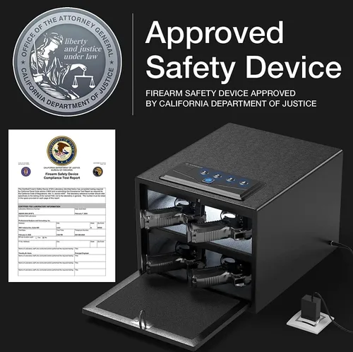 Miniatura 8 de XDeer Caja fuerte biométrica para pistolas (certificada por FCC y Departamento de Justicia de California) - Caja fuerte para armas de mano de acceso