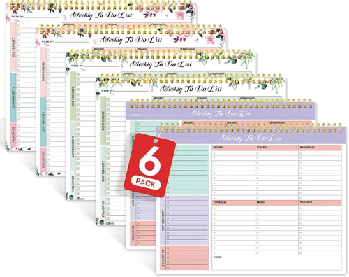 Miniatura 24 de Taja Bloc de notas semanal con 52 hojas sin fecha (8.5 x 11 pulgadas), planificador semanal de escritorio para mujeres y hombres, trabajo y hogar