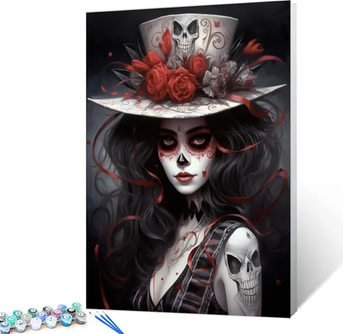 Miniatura 63 de Angel Girl - Pintura por números para adultos, corona de rosas rosadas, pintura al óleo digital, pintura acrílica, kit de pintura linda para niñas