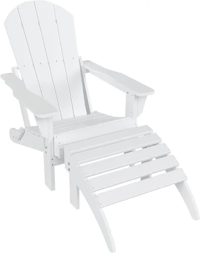 Miniatura 50 de WestinTrends Reposapiés otomano Adirondack para patio al aire libre, taburete de madera de polietileno para todo tipo de clima, ampliamente Azul