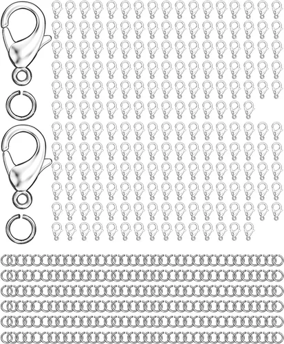 Miniatura 6 de OHINGLT Juego de 700 cierres de pinza de langosta y anillos abiertos, chapado en oro, cierre de collar y pulsera para hacer joyas