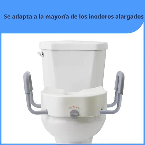 Miniatura 7 de Medline Asiento de inodoro elevado alargado de 5", con seguro y brazos acolchados removibles - Un asiento médico para personas mayores, ancianos
