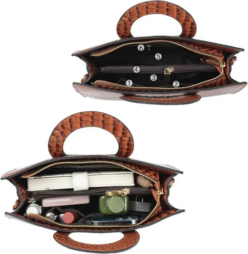 Miniatura 90 de ZLMBAGUS - Bolso de mano para mujer, diseño vintage con solapa y asa, de piel sintética, para llevar al hombro