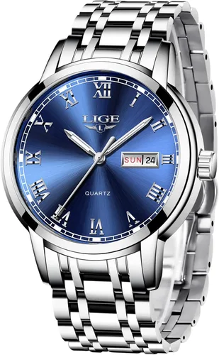 LIGE Relojes para hombre, casual, de cuero, analógico, de cuarzo, para hombre, negro, Fahison, reloj de pulsera para hombre, reloj deportivo