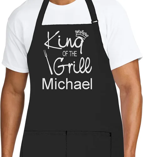 Miniatura 19 de Delantal de chef personalizado para hombres, diseño bordado personalizado, cocina profesional, barbacoa, parrilla, para papá, decorado en Estados