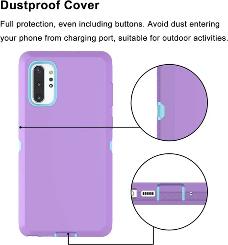 Miniatura 4 de Funda protectora híbrida para Samsung Galaxy Note 10 Plus, protección a prueba de golpes, resistente, de plástico duro, de goma, híbrida, para Lila