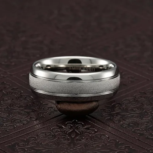 Miniatura 4 de 100S JEWELRY Anillos de tungsteno de oro blanco para hombres y mujeres, alianza de boda, acabado arenado, borde de cúpula, tamaños 6-16