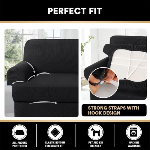 Miniatura 4 de Fundas elásticas para sofá de gama alta con fundas de cojín de asiento en T separadas, fundas de sofá jacquard de elastano, protector de muebles