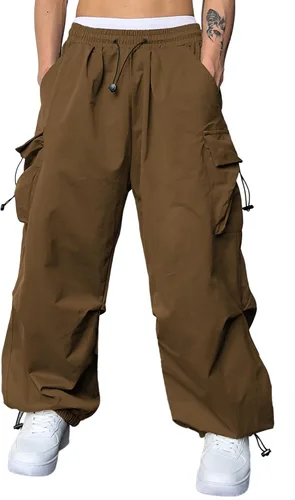 Miniatura 10 de JMIERR Pantalones Cargo Holgados para Hombre de Moda Casuales Pantalón de Paracaídas Ajuste Holgado Harem Joggers con Bolsillos para Ropa Urbana