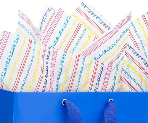 Miniatura 3 de K-Kraft Papel de seda metálico para cumpleaños, 102 hojas de 20 x 20 pulgadas, 33 rojas, 24 blancas, 45 hojas impresas, papel de regalo