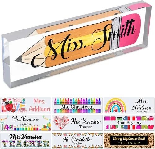 Miniatura 8 de Placa de nombre personalizada para escritorio de profesor para aula, placa de identificación personalizada para escritorios, placa de escritorio