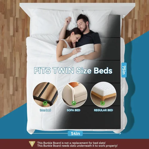 Miniatura 2 de Bunkie Board tamaño individual 38 x 75 – Tablas de cama de madera reforzada de servicio pesado para debajo del colchón, tablero de soporte universal