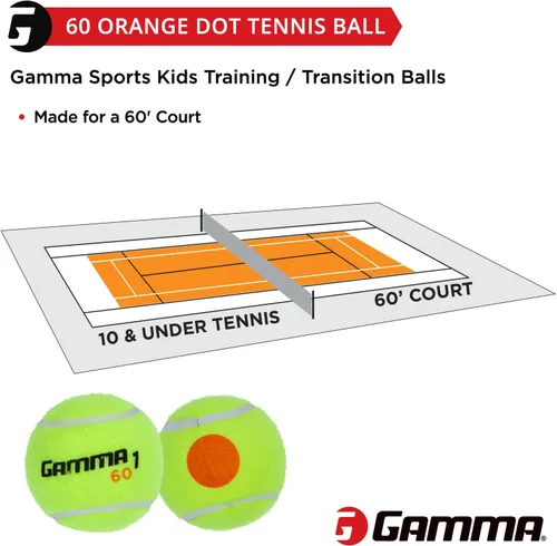 Miniatura 7 de Gamma Orange 60 and Green 78 Dot Training Tennis Balls for Kids & Beginners, Low-Compression Core Reduces Speed & Bounce, Great for Tennis Practice