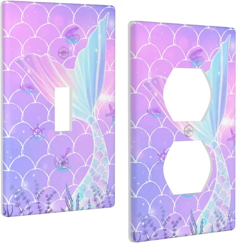 Miniatura 3 de 2 placas de pared de sirena para interruptor de luz, bonita cubierta decorativa de salida para niñas, niños, dormitorio, cocina, hogar, baño, sala