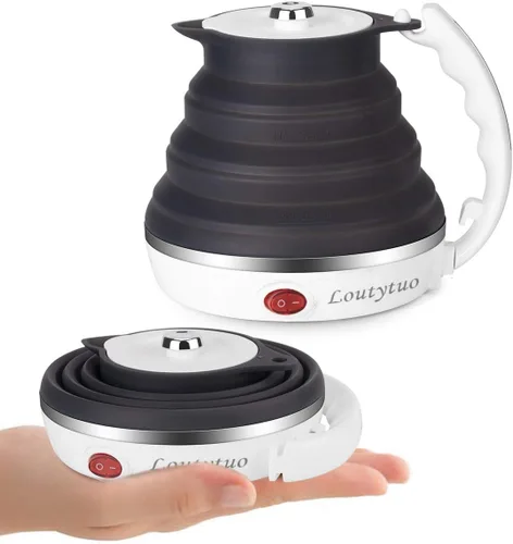 Tetera eléctrica plegable de silicona de grado alimenticio ultrafina mejorada para viajes, protección contra hervir en seco, portátil con voltaje
