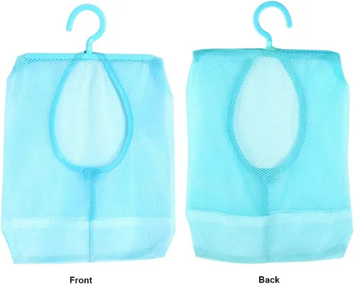 Miniatura 9 de Bolsa de malla colgante con colgador, bolsa de malla para colgar calcetines, ropa interior, bolsa organizadora de malla para baño, armario, Azul