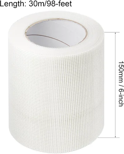 Miniatura 2 de uxcell Cinta adhesiva para paneles de yeso, fibra de vidrio autoadhesiva, 6 pulgadas x 98 pies, parche de reparación, agujero de pared, malla