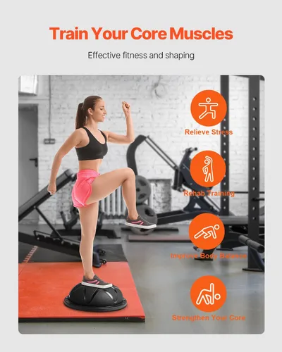 Miniatura 2 de VEVOR Half Exercise Ball Trainer, 23/26 inch Balance Ball Trainer, 1500lbs Capacity Stability Ball, Yoga Ball with Resistance Bands & Foot Pump