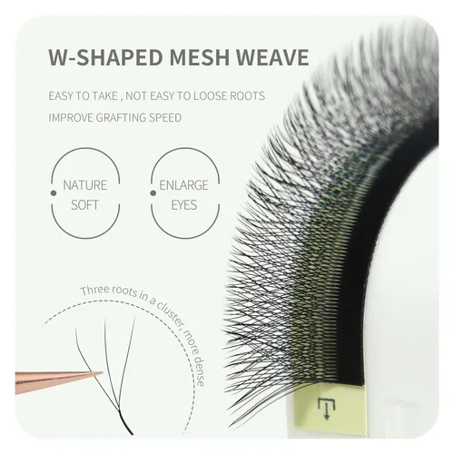 Miniatura 2 de Extensiones de pestañas postizas 3D con forma de W de trébol, 0.07 L, rizo de 0.315-0.591 in, volumen mixto, extensiones de pestañas autoaplicables