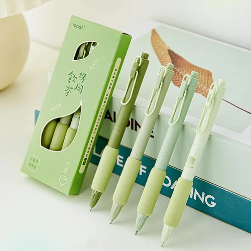 Miniatura 4 de Kawaii - Juego de 4 bolígrafos de gel para presión neutra, bolígrafo de alta belleza para niña, bolígrafo de corazón para oficina, escuela (té verde)