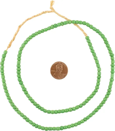 Miniatura 2 de The Bead Chest Cuentas de vidrio verde de Ghana (2 hebras), cuentas de vidrio de Ghana