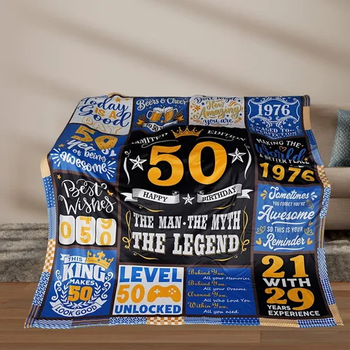 Miniatura 4 de Regalos de cumpleaños número 50 para hombres, manta de 60 x 50 pulgadas, decoración de cumpleaños de 50 años para hombre, ideas de regalo para él