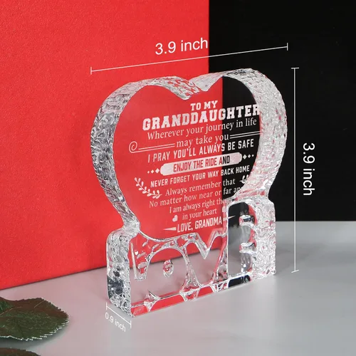 Miniatura 3 de Regalo de cristal de corazón grabado para nieta de la abuela, placa de cristal personalizada, aniversario, Navidad, regalo de cumpleaños para nieta