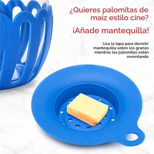 Miniatura 5 de Ecolution - Palomitero MicroPop patentado para microondas, con vidrio seguro para temperatura, tapa 3 en 1 mide granos y derrite mantequilla, hecho