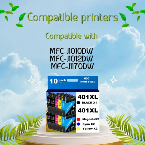 Miniatura 2 de LC401XL - Cartuchos de tinta para impresora Brother compatibles con Brother LC401 cartuchos de tinta para impresora Brother MFC-J1010DW MFC-J1012DW