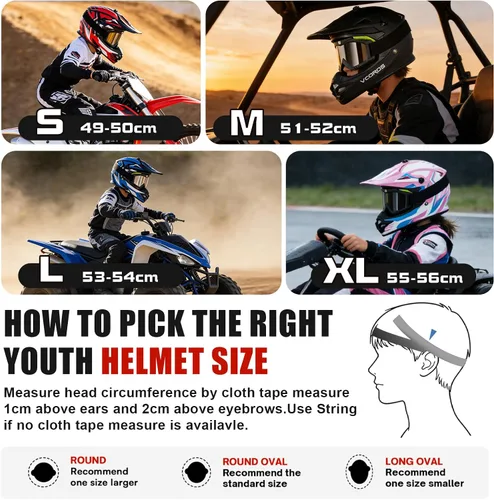 Miniatura 5 de VCOROS - Casco de bicicleta de tierra para niños, casco de motocicleta para jóvenes, RY001 - Casco de cara completa para niños para ATV BMX UTV