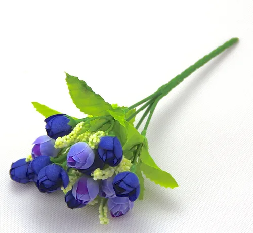 Miniatura 2 de RayLineDo® Paquete de 6 flores artificiales de seda artificial de color azul