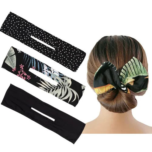 Miniatura 8 de 3 pinzas para el cabello de alambre para peinados rápidos de moño y moño, bandas grandes de tela, bandas para el pelo de dona, moños para mujeres