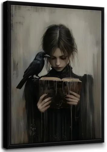 Miniatura 11 de Arte de pared enmarcado de mujer melancólica Arte de pared de academia oscura Pintura decorativa victoriana gótica Arte de mujer en impresión