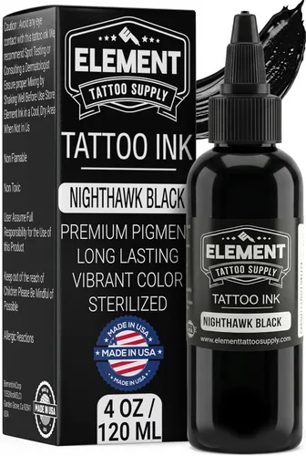 Miniatura 25 de Element Tattoo Supply - Tinta de tatuaje negra prémium - Tinta de tatuaje profesional y suministros para contorno, sombreado y mezcla - Tinta
