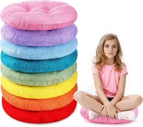 Fumete - 8 piezas de cojines de piso redondos de 16 pulgadas para niños y bebés, asientos flexibles para muebles de aula, almohada de piso para el