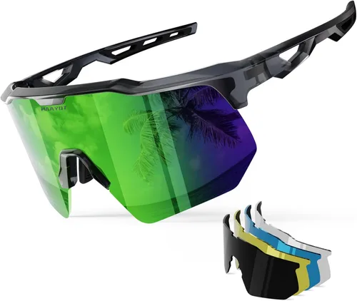 Miniatura 14 de HAAYOT Gafas de sol deportivas polarizadas para hombres y mujeres, jóvenes, béisbol, ciclismo, correr, softbol, ciclismo, 5 lentes