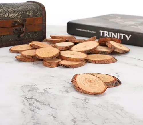 Miniatura 7 de Paquete de 25 láminas de madera ovaladas sin terminar, placas de madera de pino con corteza para manualidades, pintura de bricolaje, letrero