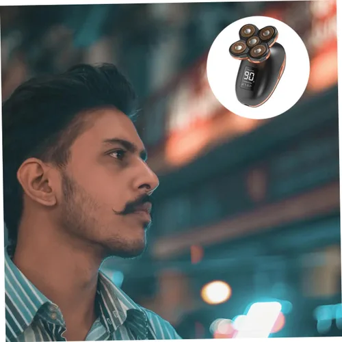 Miniatura 4 de Beavorty 1pc de cinco cabezas recargable afeitadora autoservicio para hombres, diseño de materiales, novio, papá, marido, negro