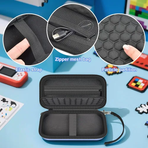 Miniatura 3 de Funda para juego de mano WELLST·G para niños y adultos, ajuste universal para TaddToy/para consola de mano Beijue de 16 bits - Bolsa de Azul-negro