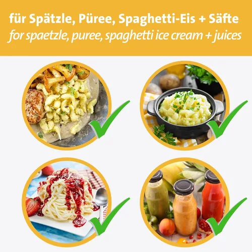 Miniatura 5 de Westmark Spaetzle and Potato Press - Prensa de masa versátil para Spaetzle, puré de papas y helado de espagueti, color blanco