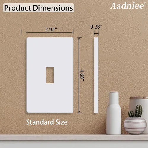 Miniatura 6 de Placas de pared para interruptor de palanca sin tornillos, cubiertas de toma de corriente seguras para niños de 1 banda, tamaño estándar 2.92" x