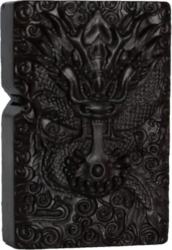 Miniatura 22 de Caja de carcasa de madera de ébano negro natural tallada para módulo Zippo (Serpiente Cobra)