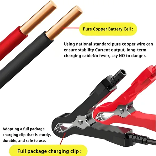 Miniatura 7 de Cargador de batería de 6 amperios, cargador de batería portátil de plomo de 12 V 6 A, cargador de batería de 4 etapas, mantenimiento de batería