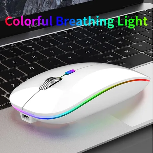 Miniatura 2 de Uiosmuph Ratón inalámbrico LED, G12 Slim recargable silencioso ratón, 2.4G portátil USB óptico inalámbrico ratón de computadora con receptor USB