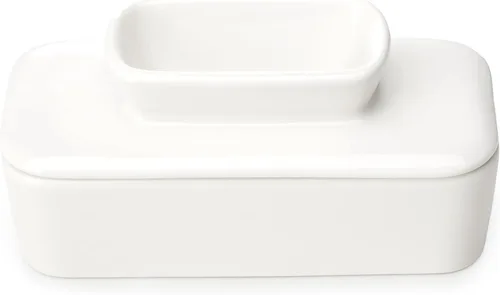 Sweese Mantequillera con tapa para encimera, mantequilla francesa para dejar en la encimera con línea de agua, plato de mantequilla de porcelana,