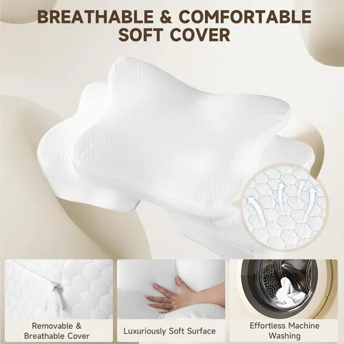 Miniatura 7 de Almohada para dormir de lado para adultos con funda de enfriamiento, almohada ergonómica de espuma viscoelástica para personas que duermen de lado
